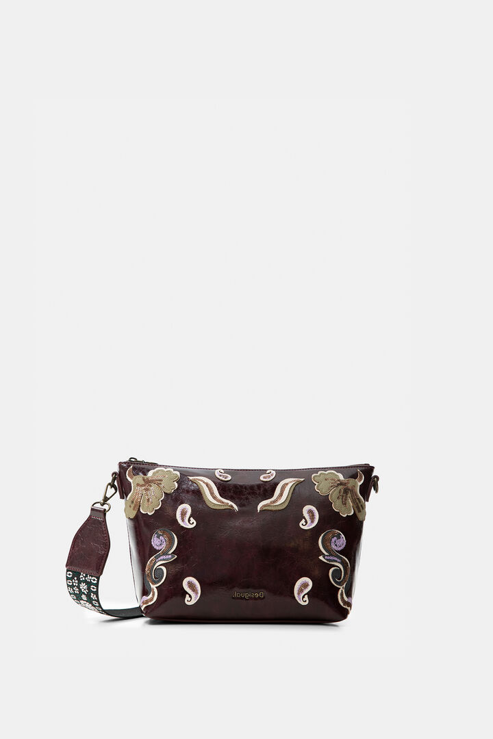 Bolso bandolera efecto piel bordado | Desigual