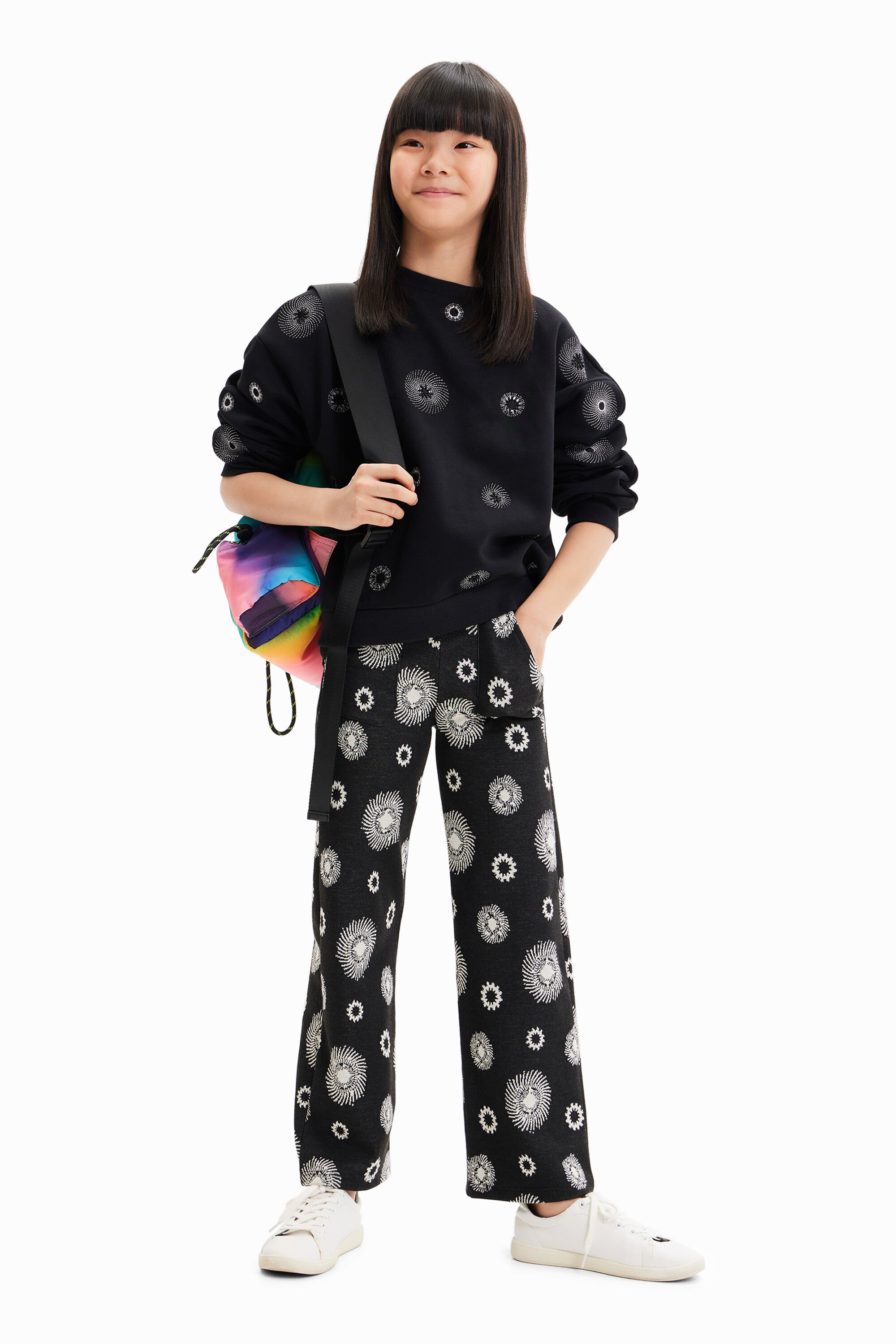 Geometric flare trousers