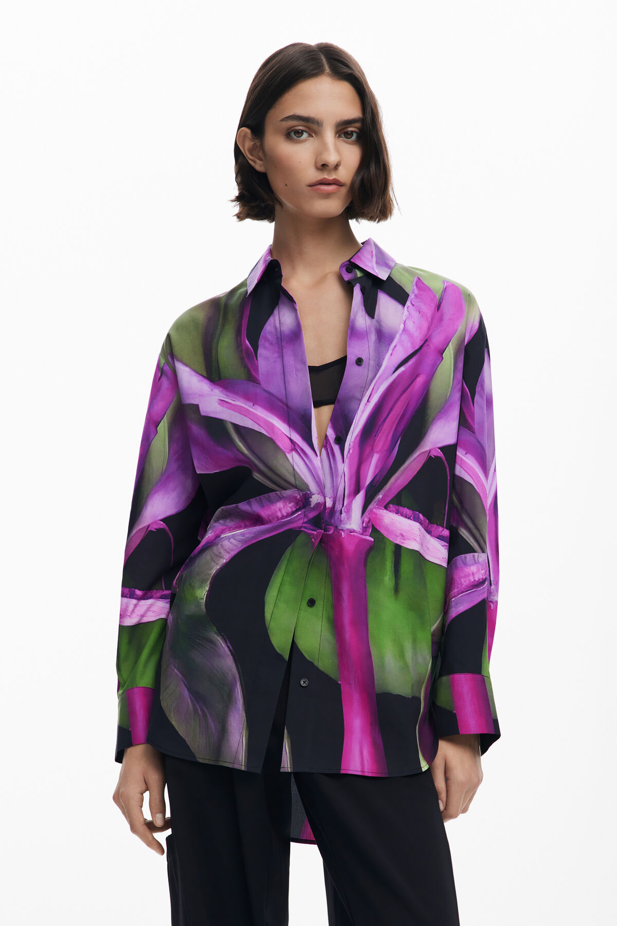 Chemisier Femme Desigual Violet Motif Géométrique - Taille S - Manches Longues - Viscose Et Polyester