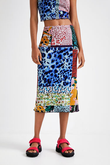 Digital patchwork midi skirt | Desigual