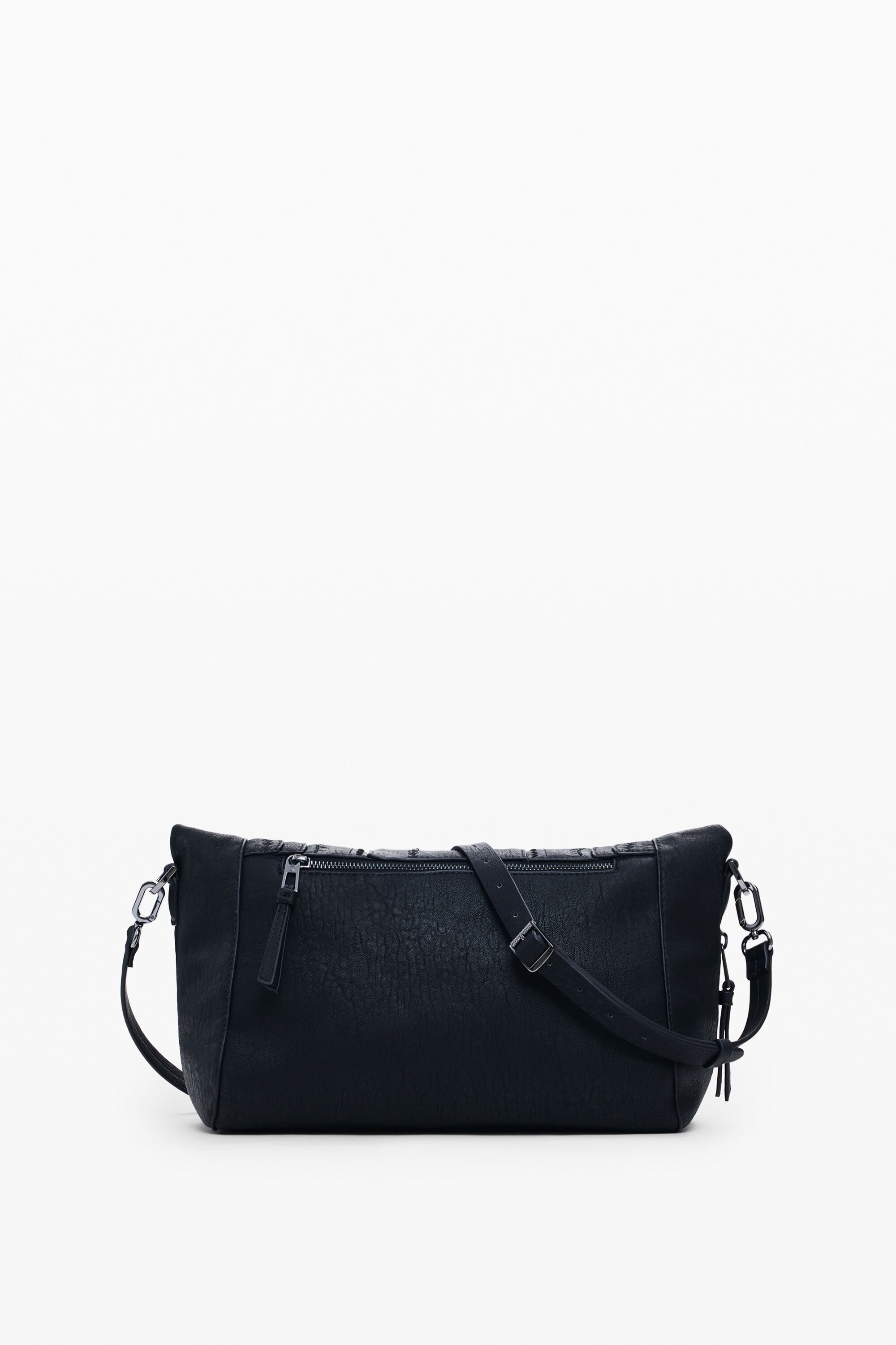 Desigual Medium Embroidered Studded Bag In Black