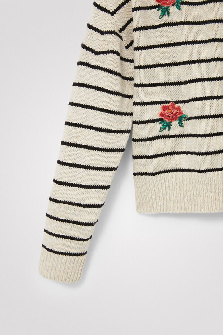 Pullover mit Streifen und Rosen | Desigual