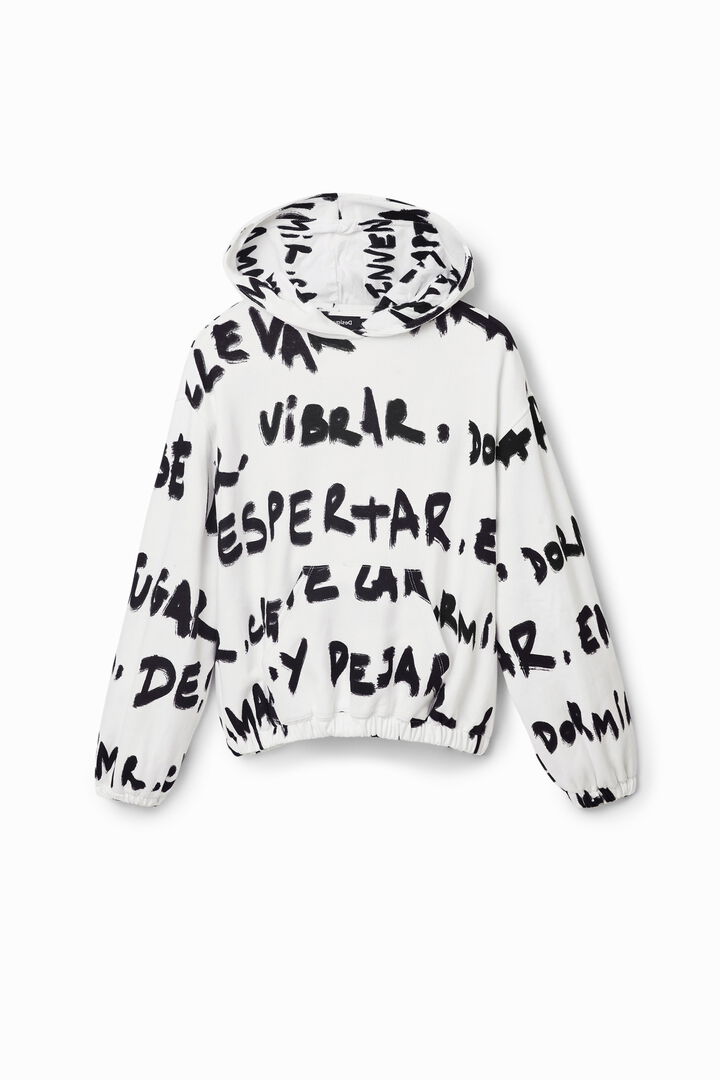Dessuadora oversize text Manifesto all-over | Desigual