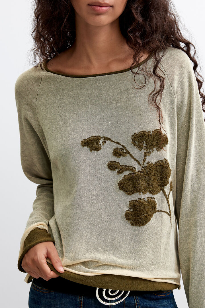 fine knit floral sweater