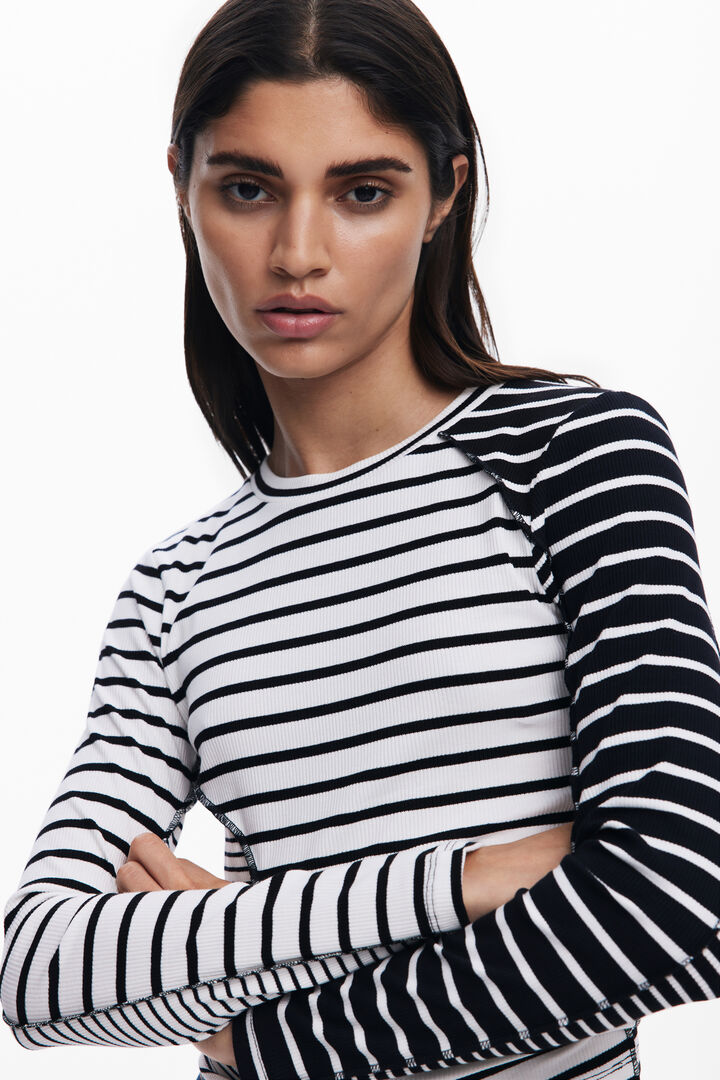 Asymmetric striped T-shirt | Desigual