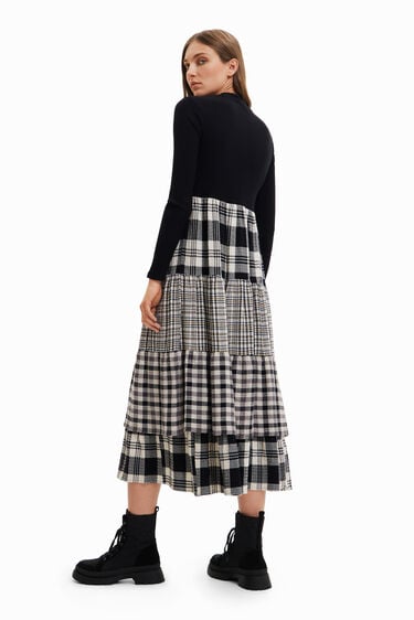Midi-jurk met geruite rok | Desigual