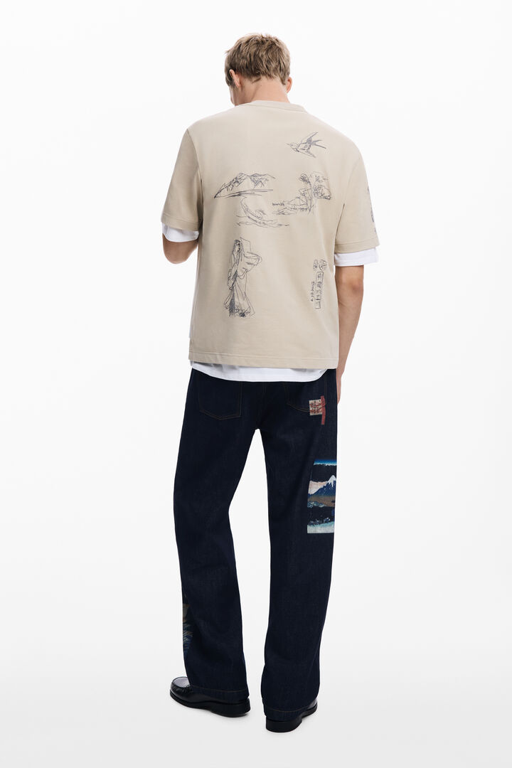 T-shirt with carp drawings | Desigual