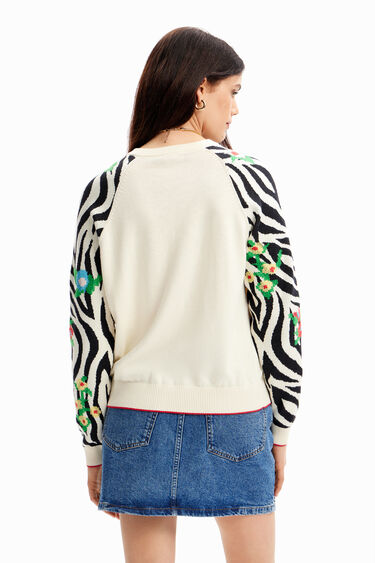 Embroidered zebra pullover | Desigual