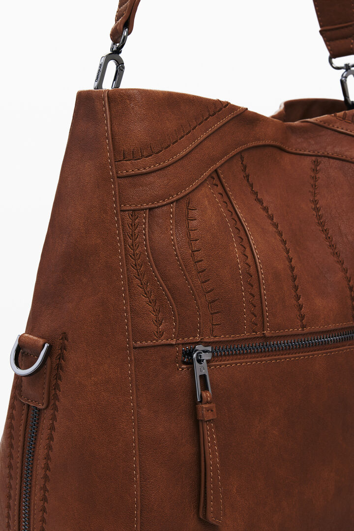 Bolso efecto piel bordados mediano | Desigual