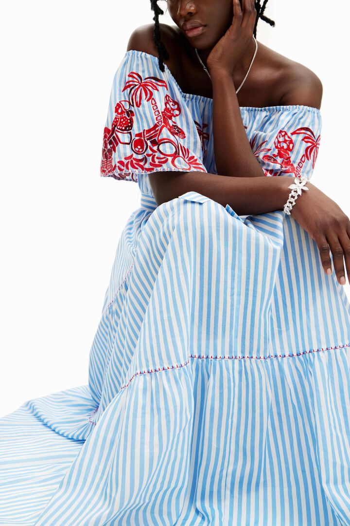 Stella Jean long striped dress | Desigual