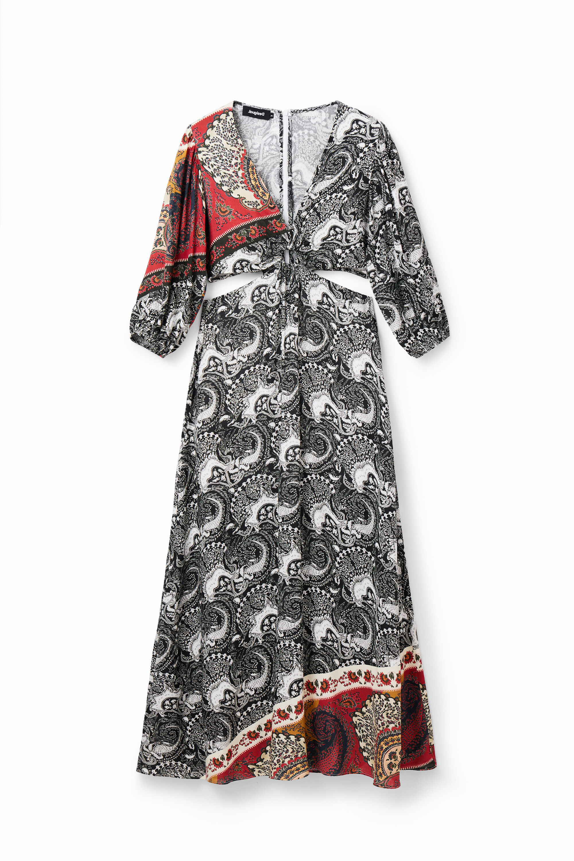 Robe longue découpes motif paisley