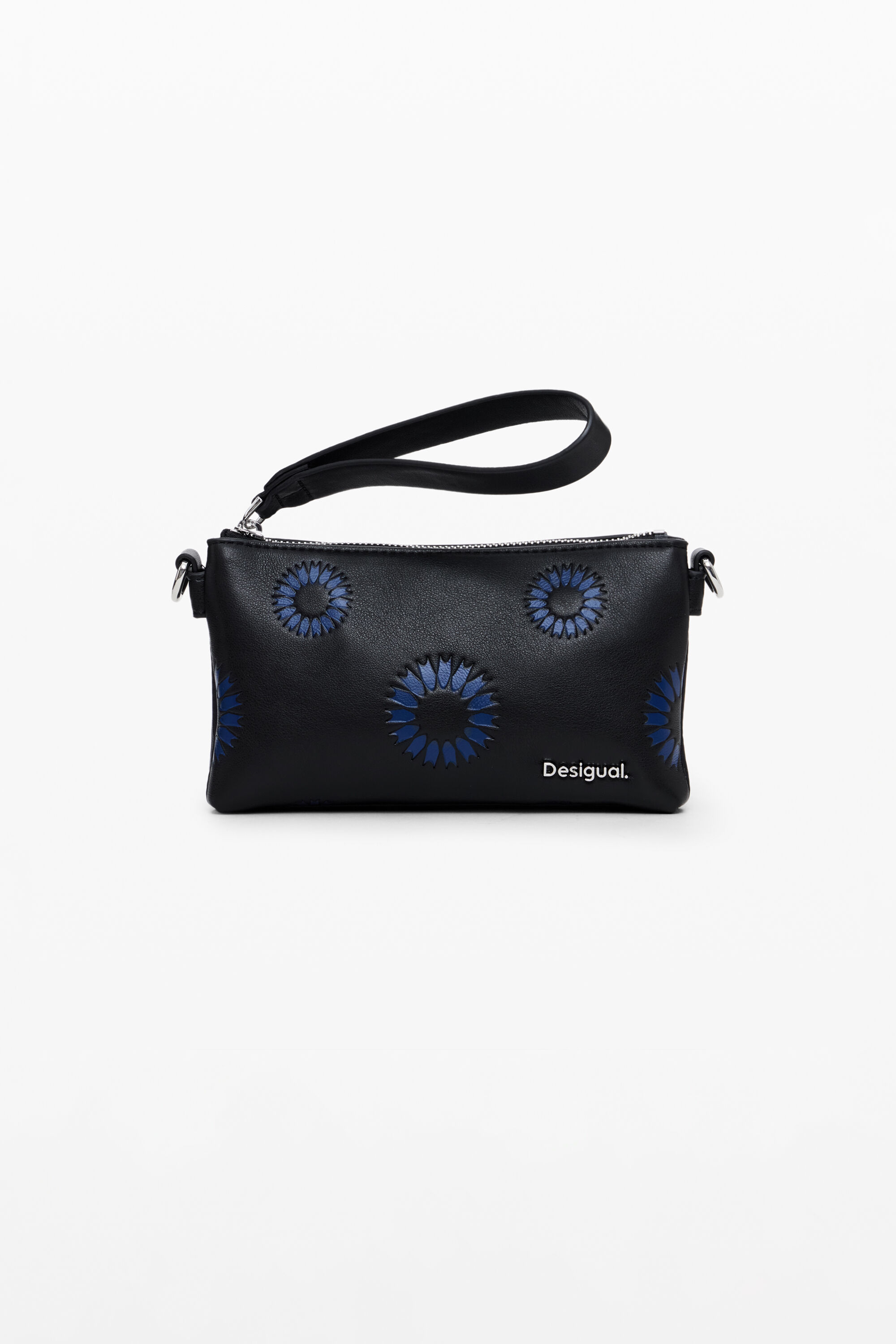 Desigual, Kleine Umhängetasche Sonnenblumen, Polyurethan, Schwarz, U