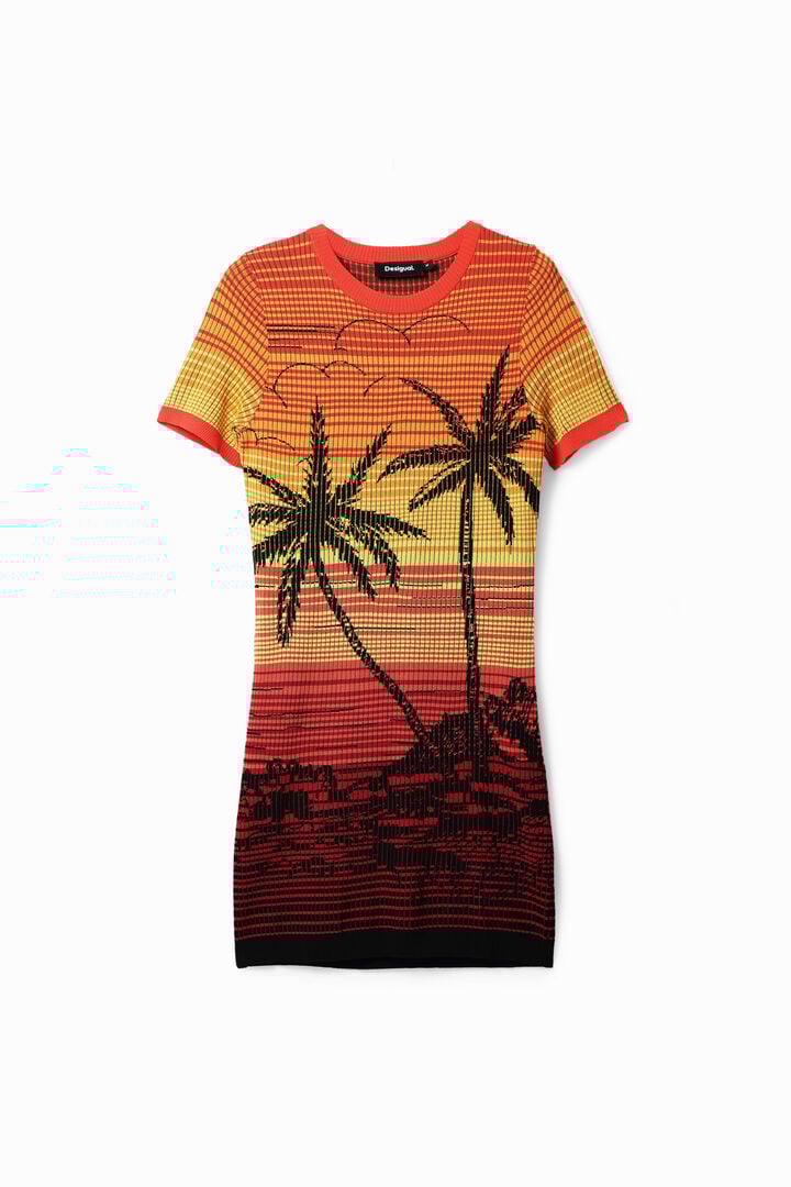 Short knit palm tree dress | Desigual