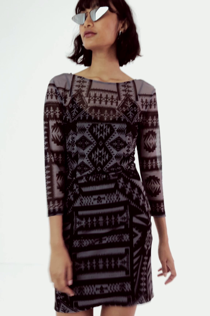 Geometric print fitted dress Designed by M. Christian Lacroix | Desigual