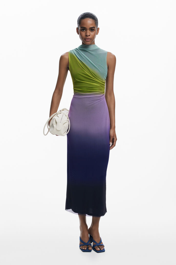 Gradient tulle midi dress