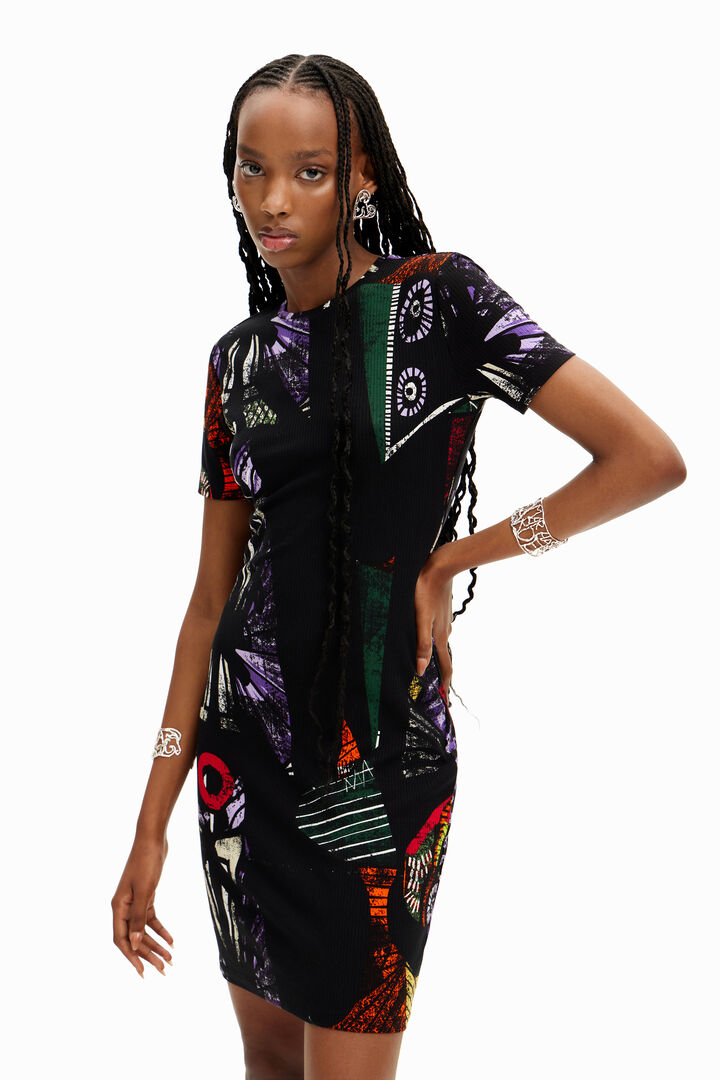 M. Christian Lacroix short dress with cubist print | Desigual