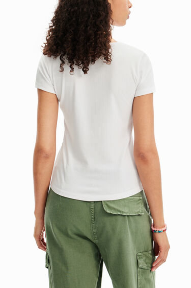 Camiseta canalé flores | Desigual