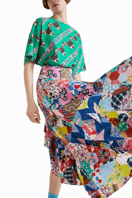 Johnson Hartig asymmetric patchwork skirt