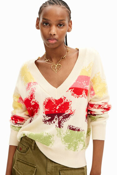 Oversize floral pullover | Desigual