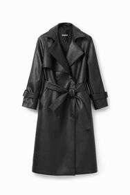 Gabardina efecto piel cinturón | Desigual