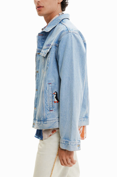 Denim truckerjack met borduursels | Desigual