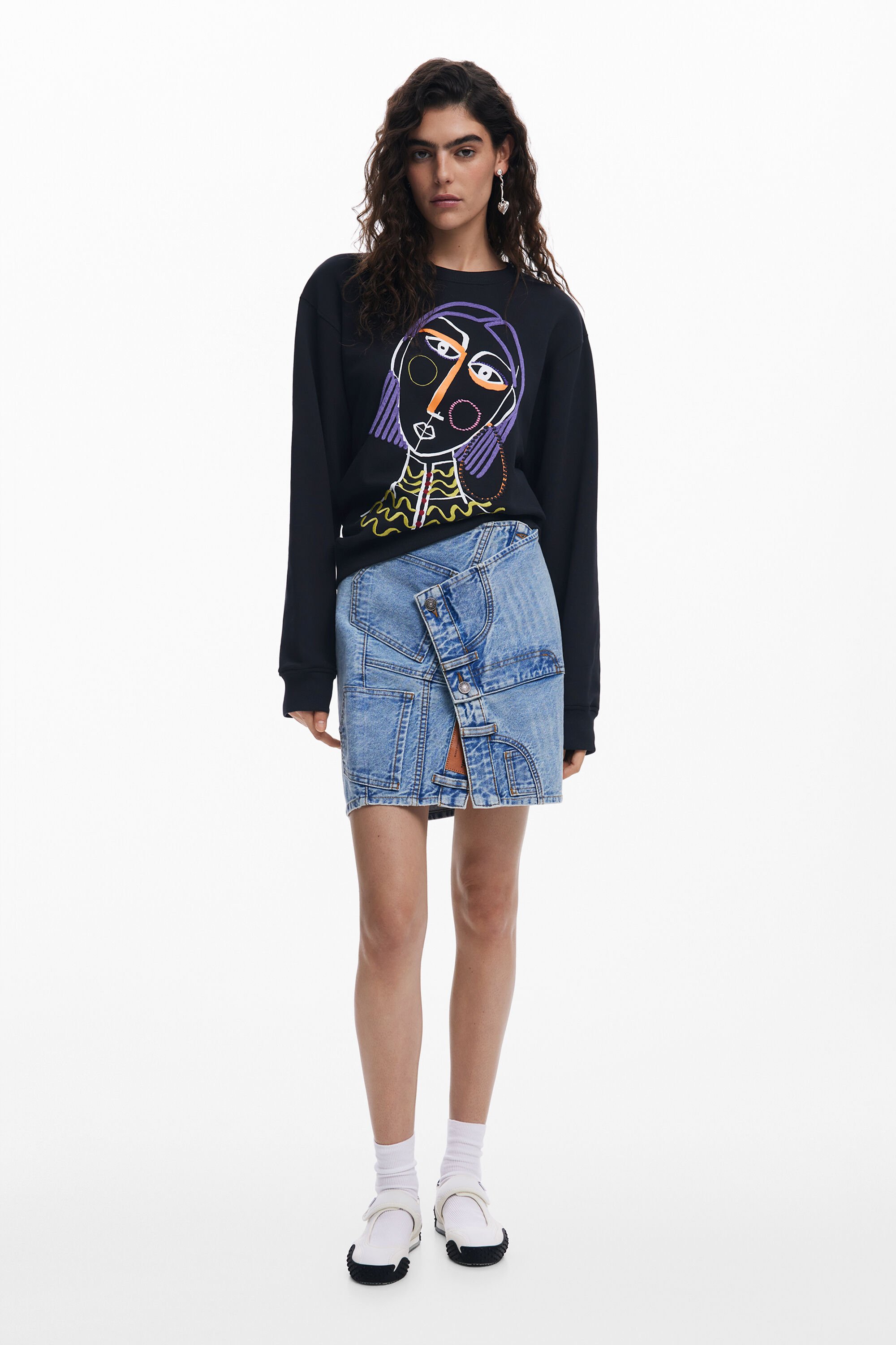 Desigual Collage Miniskirt In Blue