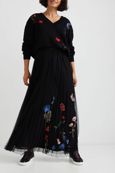 Long pleated skirt double layer | Desigual