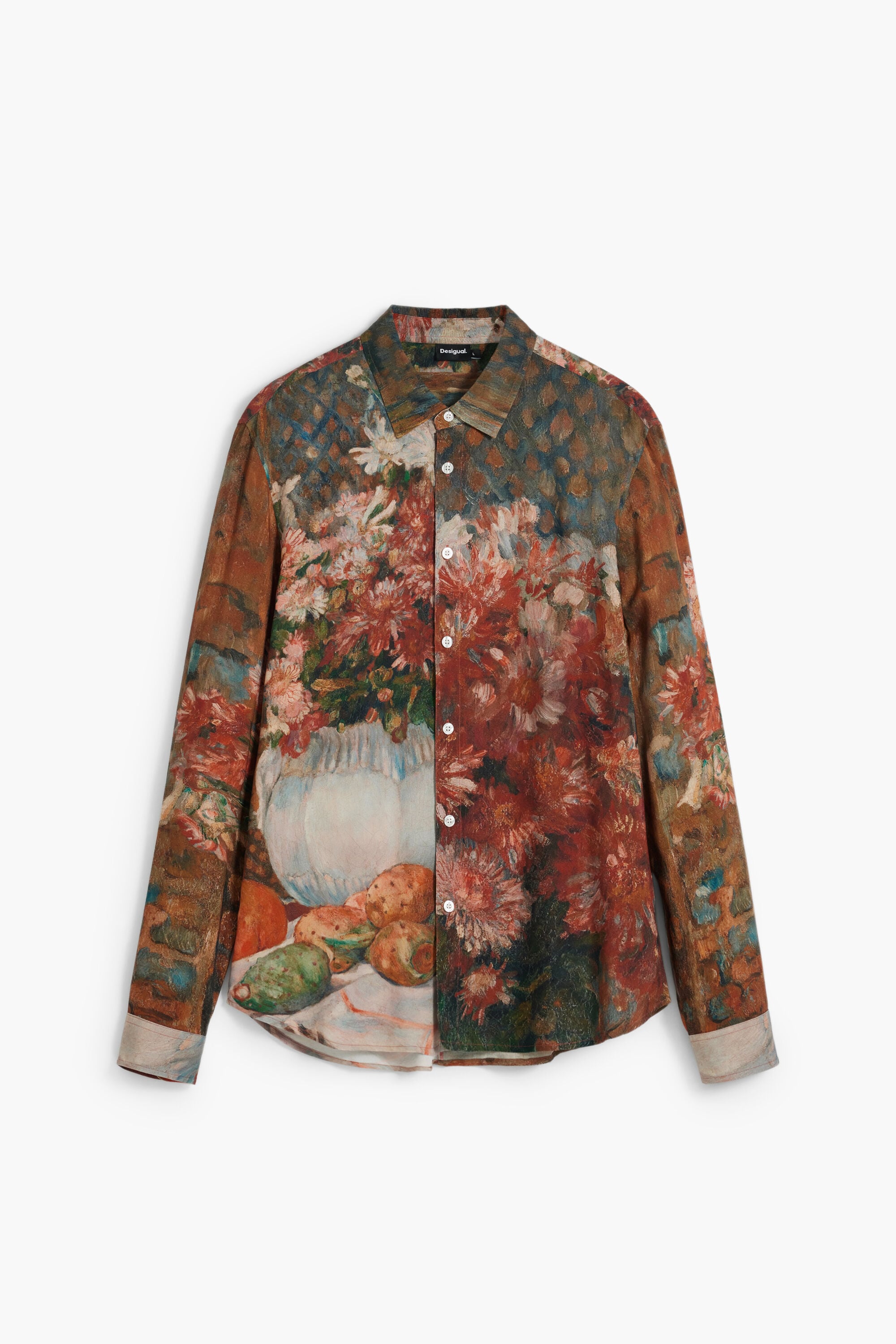 Desigual, Camisa manga larga cuadro, Viscosa, MarróN