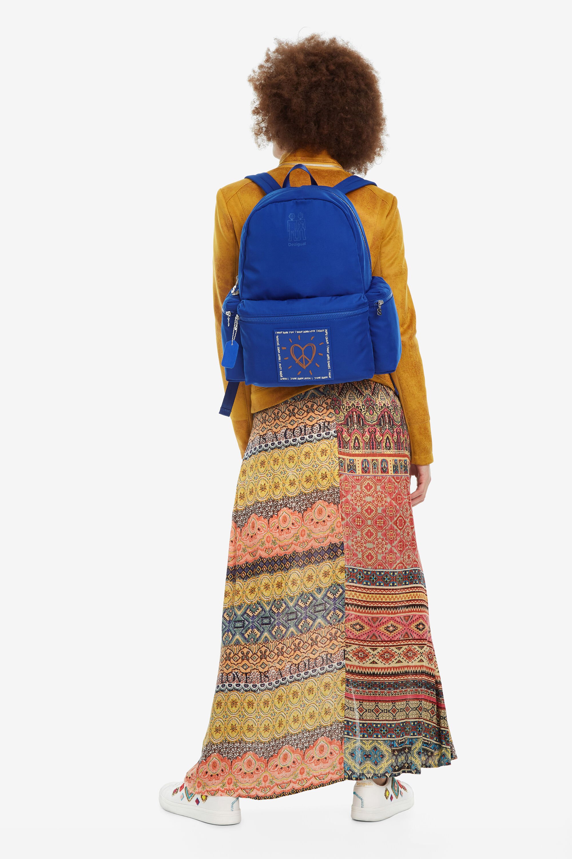 Mochila azul desigual best sale