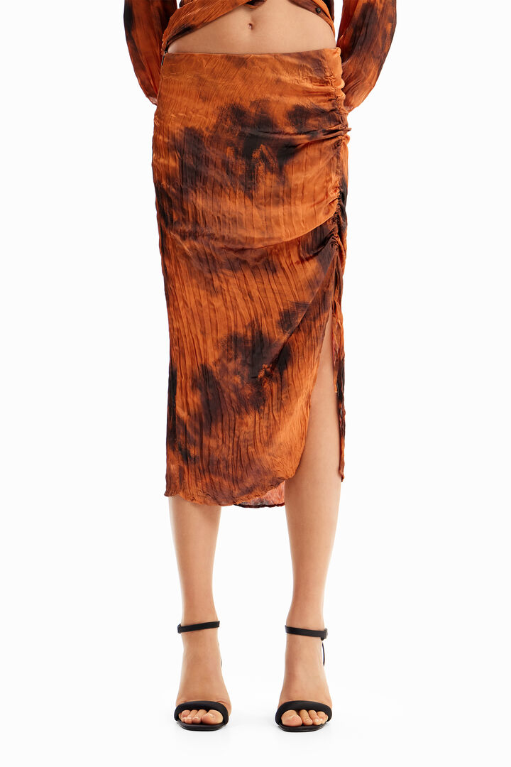 Falda midi fruncido regulable | Desigual