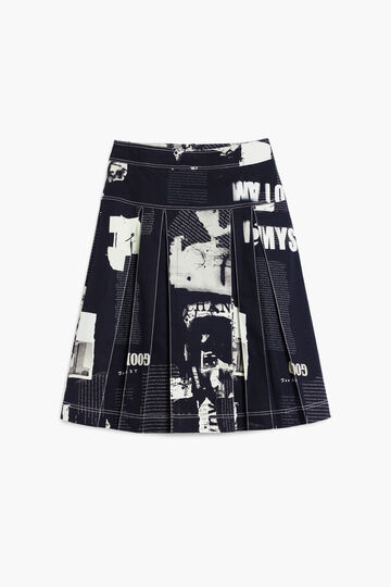 Jupe midi plissée imprimé journal | Desigual