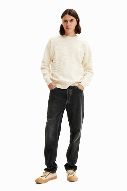 Loose fit trui met badstof-effect