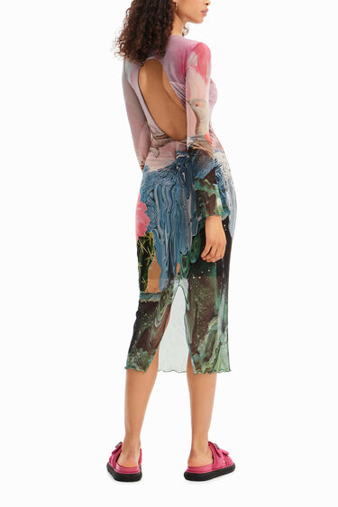 Vestit midi slim tul fantasia | Desigual