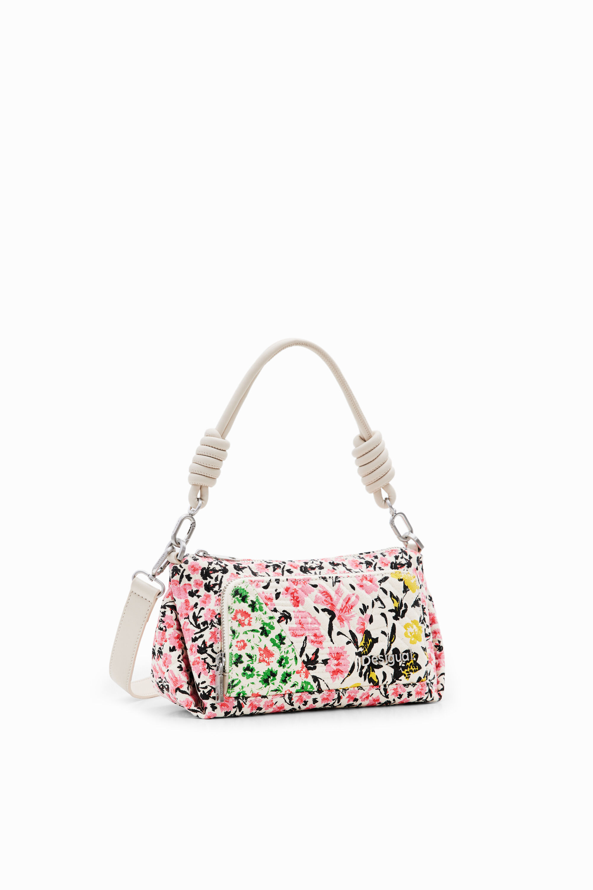 S floral canvas crossbody bag - WHITE - U
