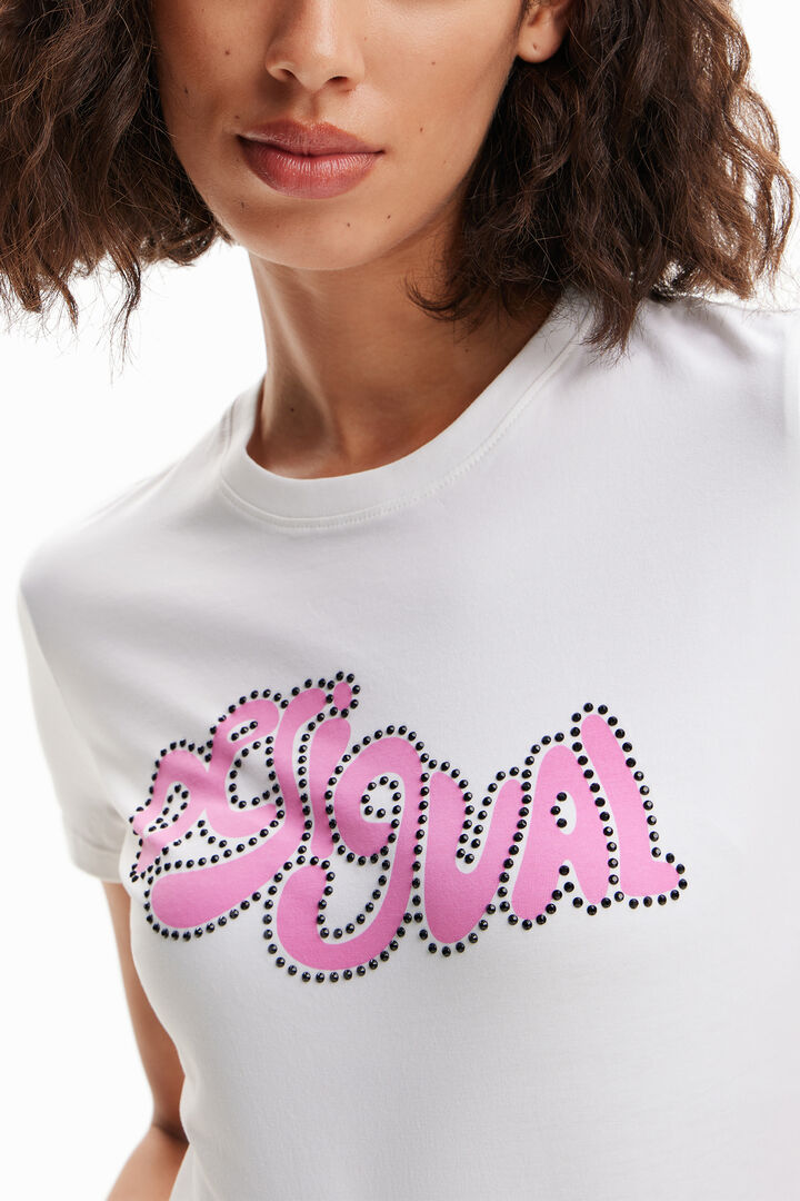 Short-sleeve rhinestone T-shirt | Desigual