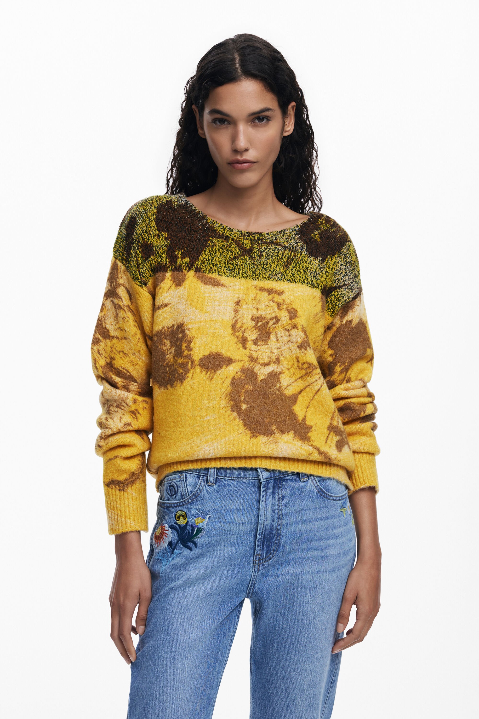 Pull jacquard à fleurs - Desigual - Modalova