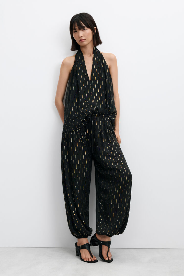 balloon pants with metallic details