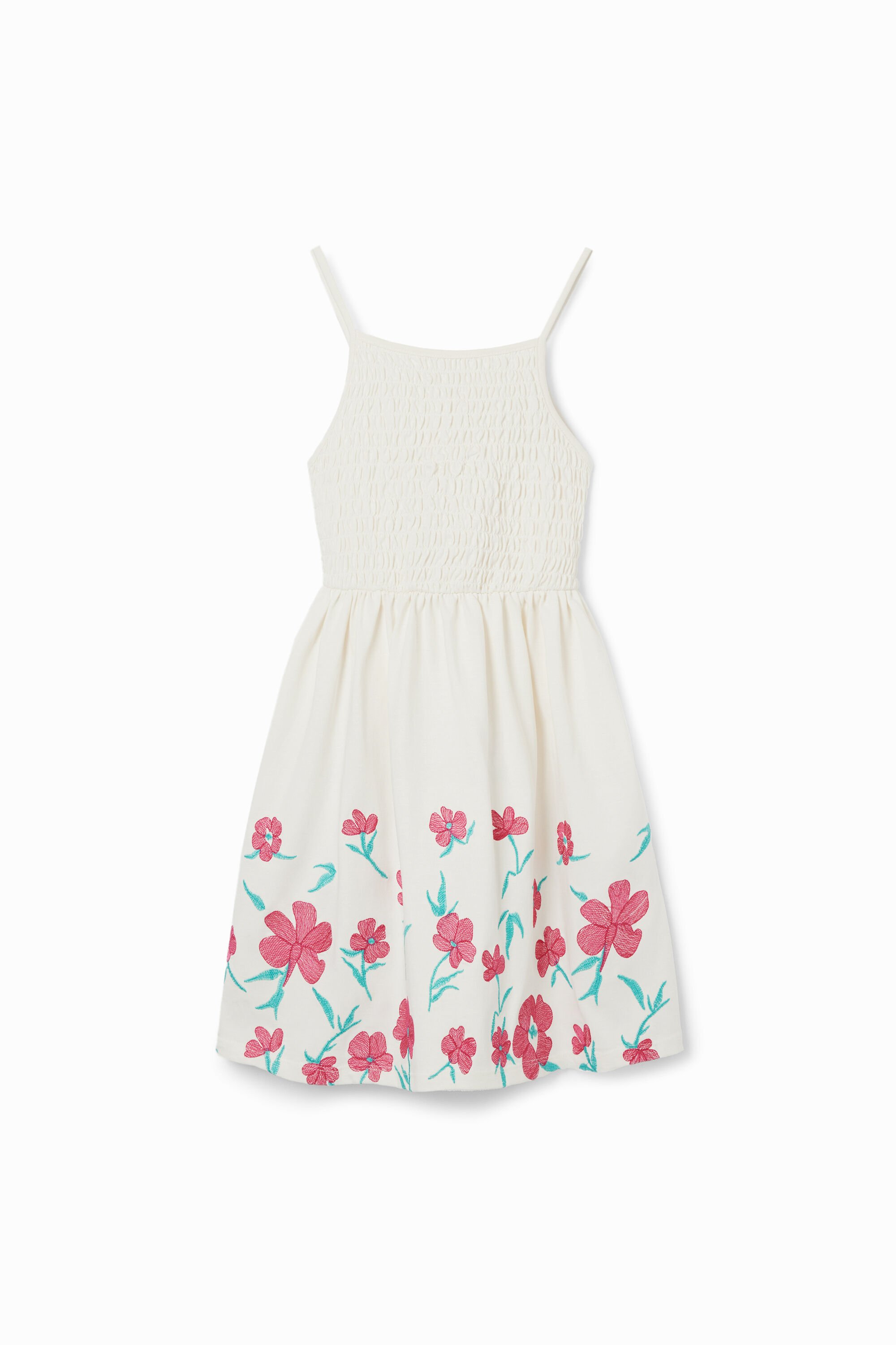 Vestido tirantes flores bordadas