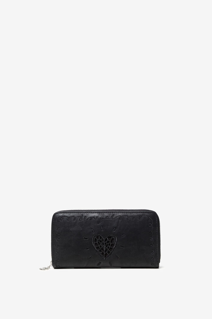 Rectangular wallet, embroidered heart | Desigual