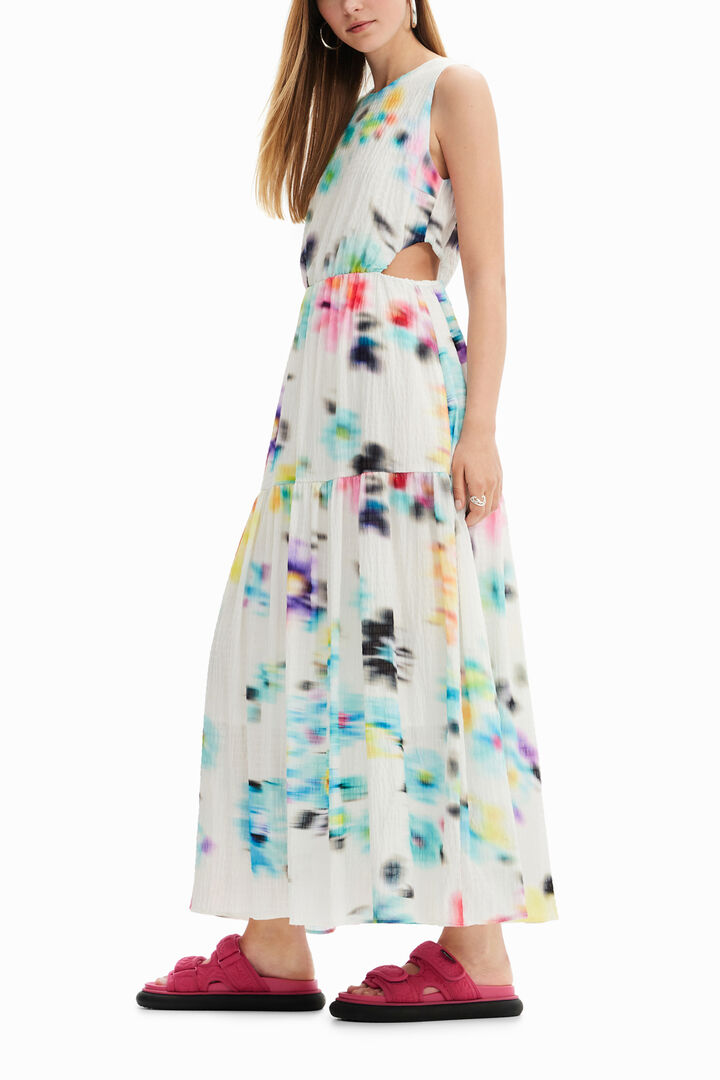 Langes Kleid Cut-out verschwommenes Muster | Desigual