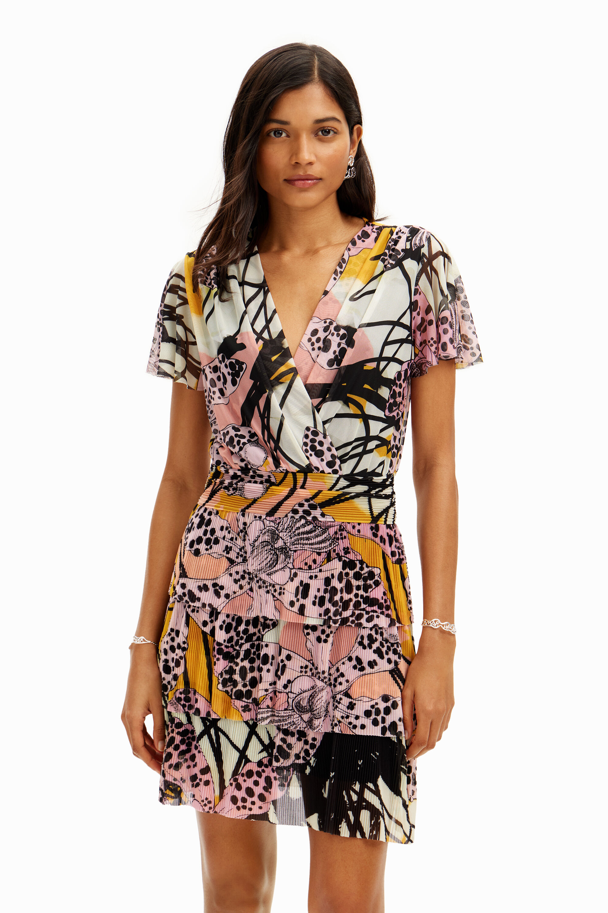 Shop Desigual M. Christian Lacroix Orchid Mini Dress In Material Finishes