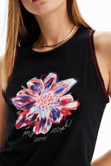 Sleeveless flower T-shirt | Desigual
