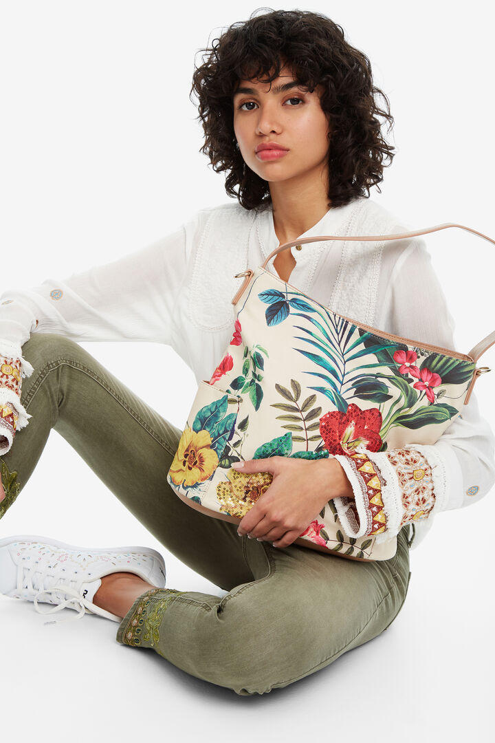 Weiße Tasche mit Blumen Yakarta Mini | Desigual
