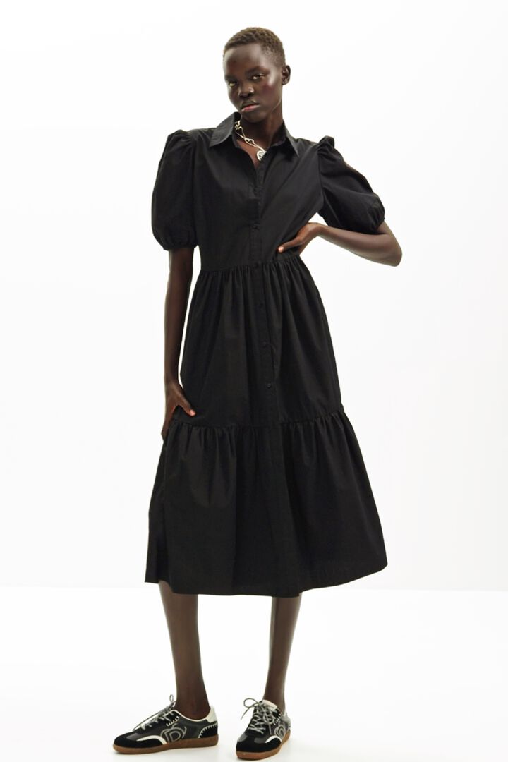 Vestido midi camiseiro popelina | Desigual