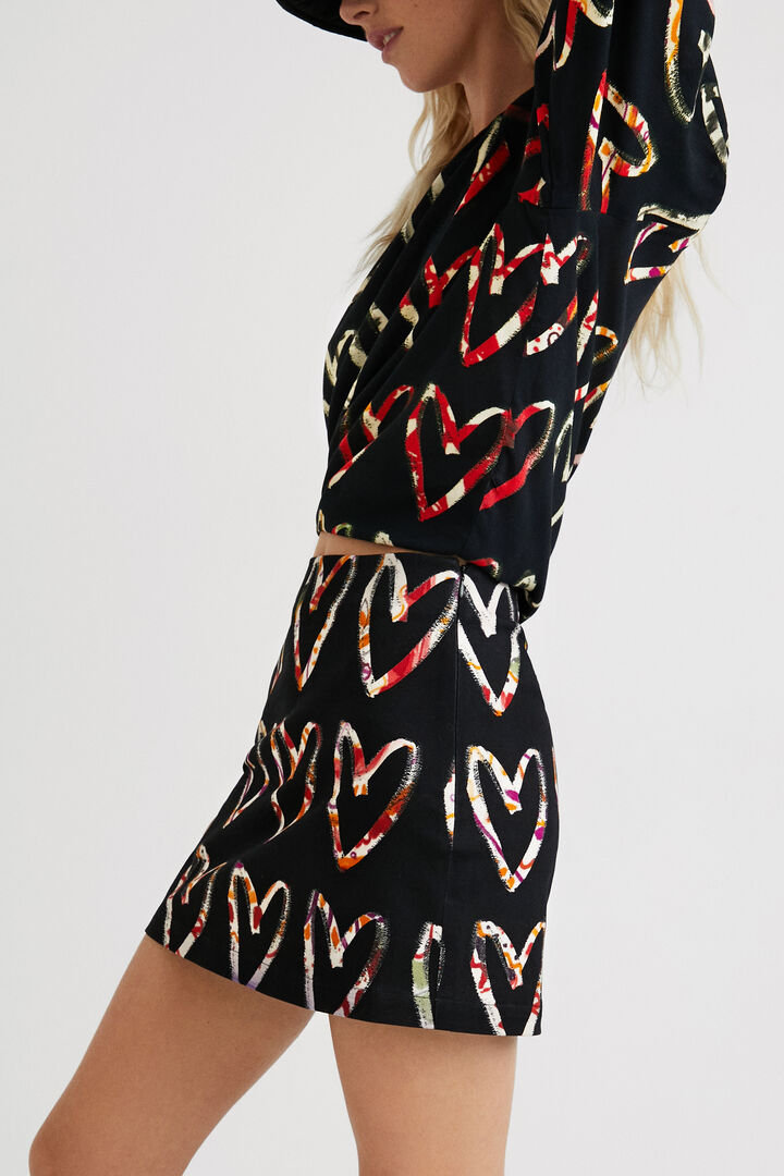 Minijupe coton imprimé coeurs | Desigual
