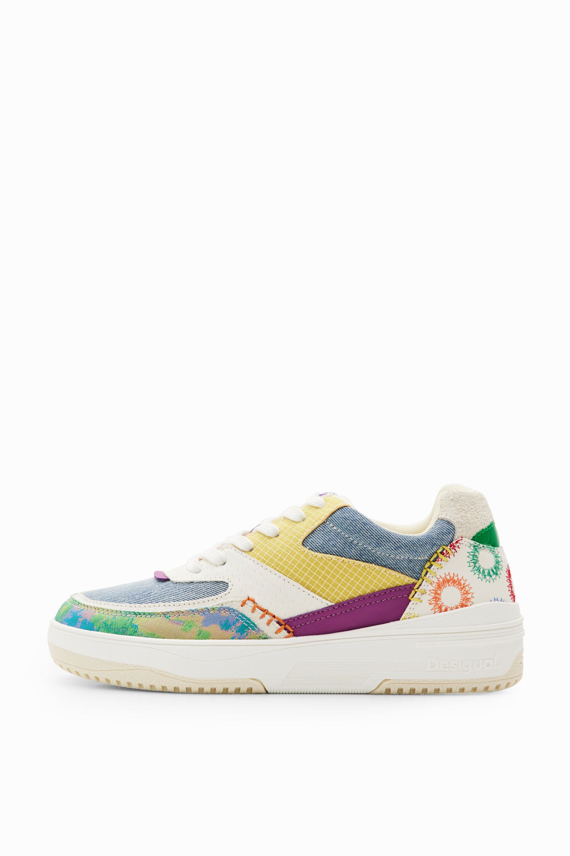 Retro multicolour patchwork sneakers