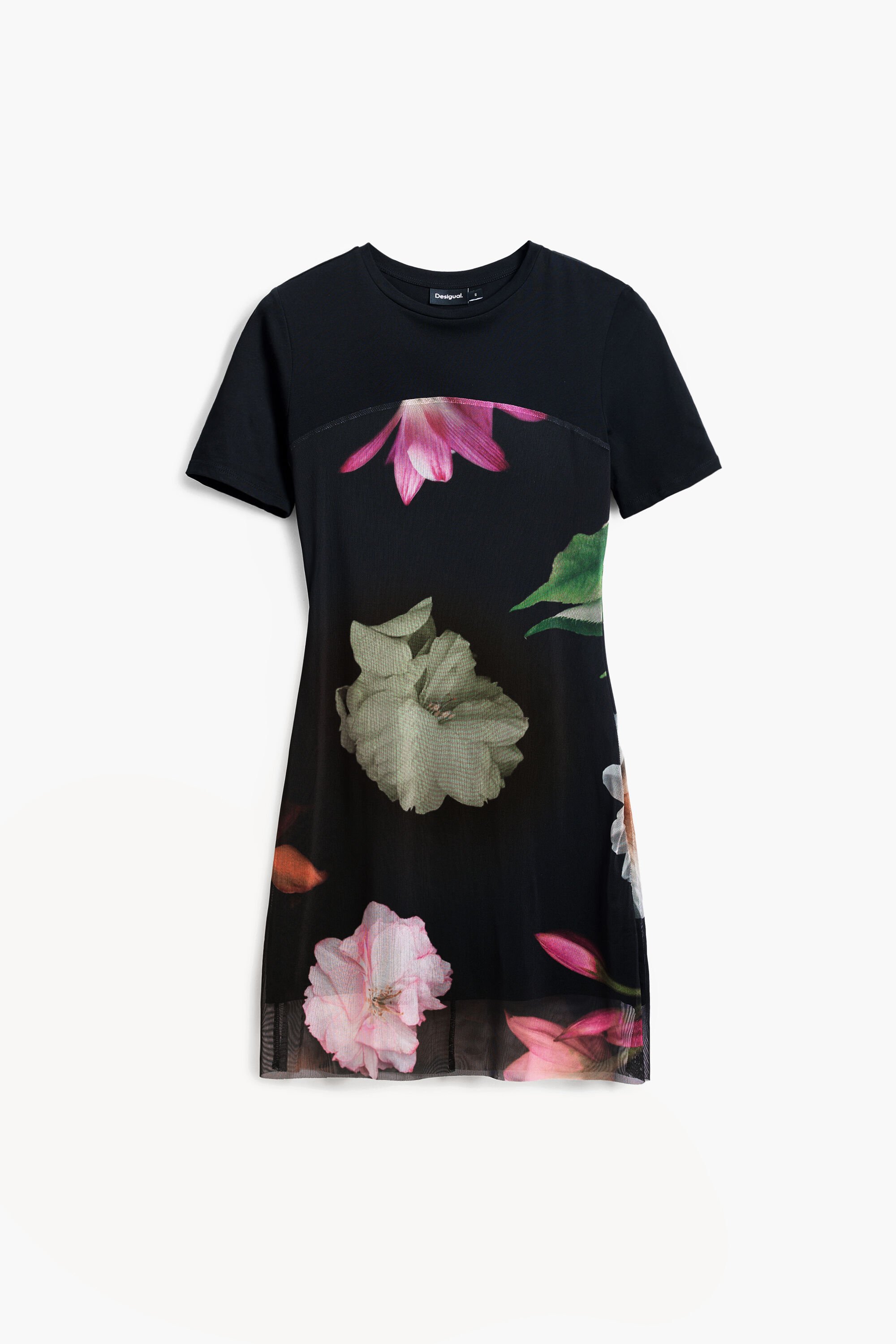 Short dress with combined flowers Women's I Desigual.com