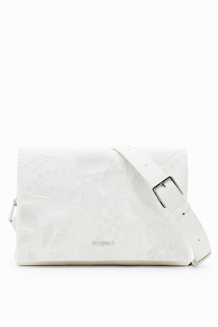 Midsize crossbody bag with embroidered flowers | Desigual