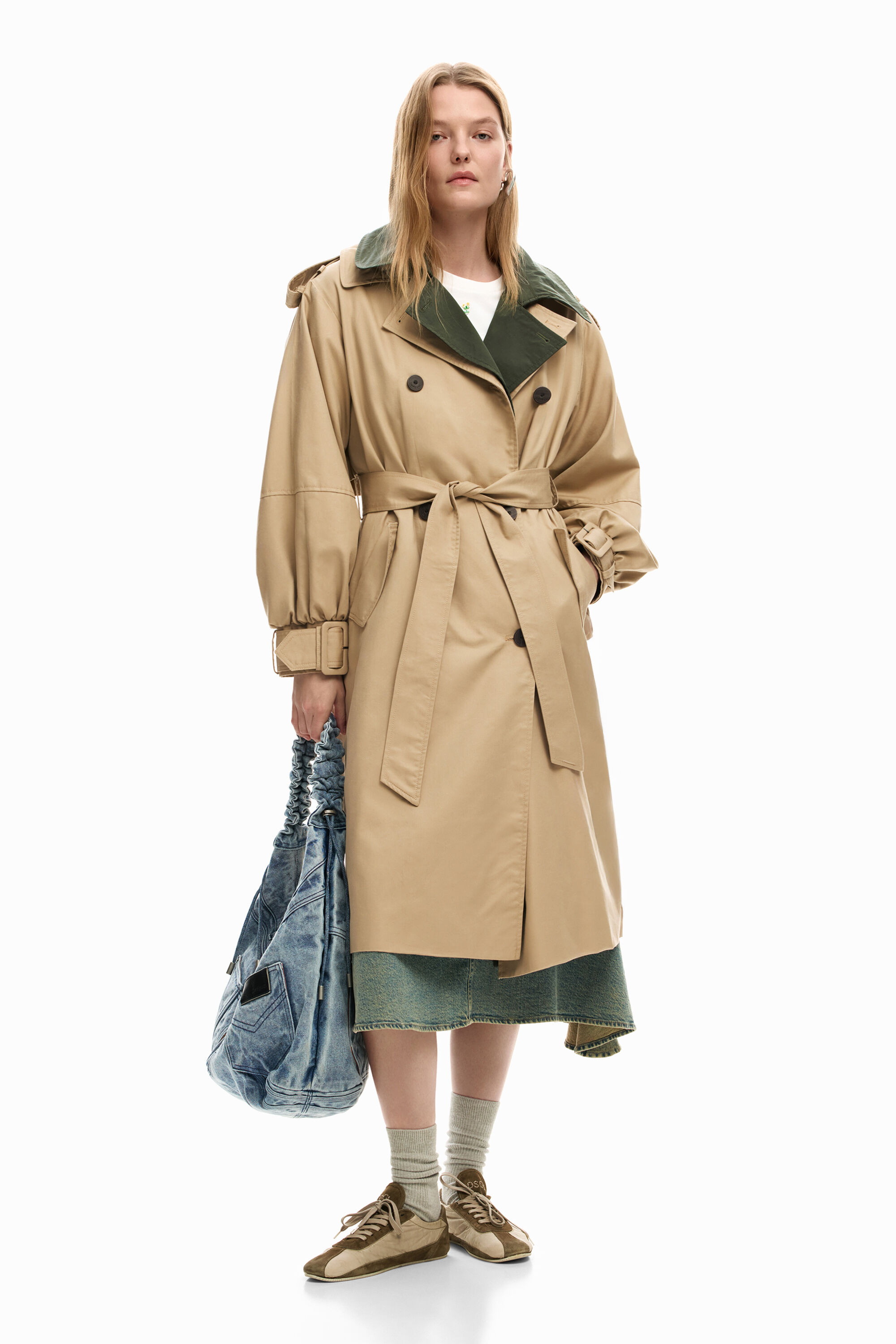 Desigual, Zweifarbiger, abnehmbarer Trenchcoat, Damen, Braun, S