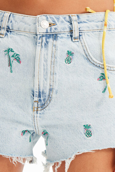 Izvezene jeans kratke hlače | Desigual